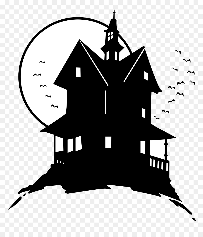 Haunted House Silhouette Royalty Free SVG, Cliparts, Vectors, And ...