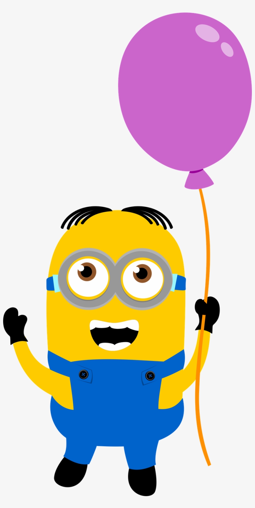 Cheerful Minion with Purple Balloon - Free Clipart Image