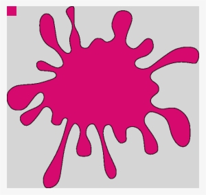 Vibrant magenta paint splatter on light gray background, stylized vector graphic with dynamic drips and organic edges.