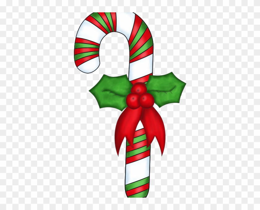 Classic Candy Cane with Holly Decor - Holiday Clipart & SVG