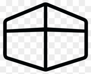 Black outline of a 3D hexagonal box with internal cross lines on transparent background.