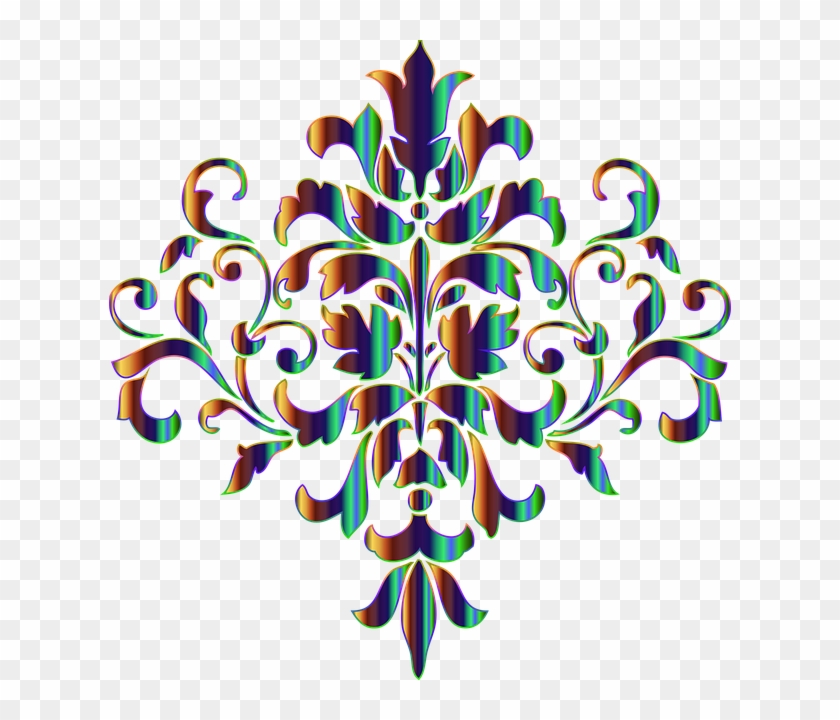 Iridescent Damask Ornament - Decorative Floral Vector Graphic