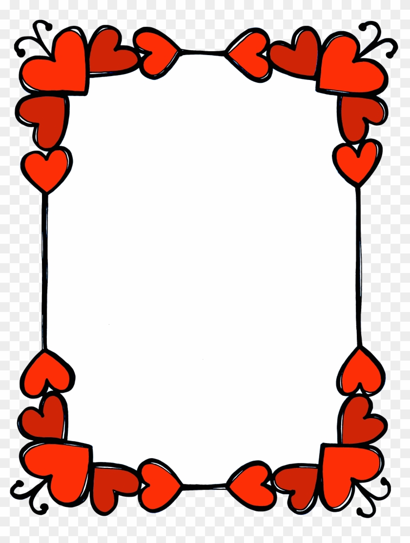 Red heart-shaped border frame with black outlines and decorative swirls on transparent background.