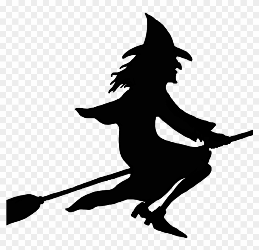 Young Witch Riding A Broom - Clip Art Library