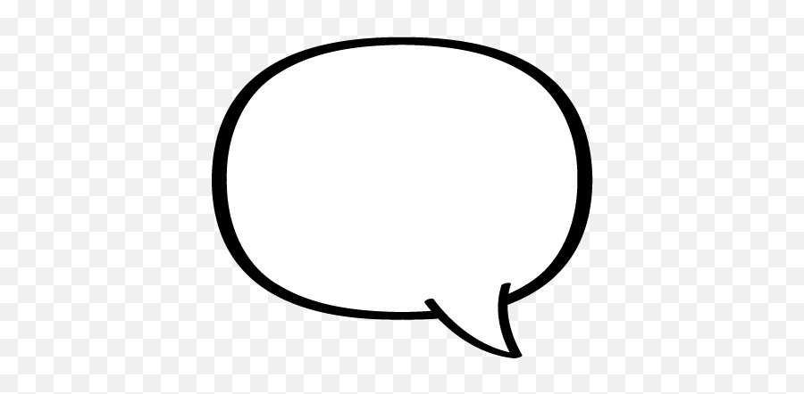 Simple black-outlined speech bubble on transparent background, empty for text insertion.