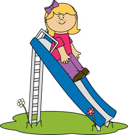 Outdoors and Recreation Clipart-girl going down playground slide