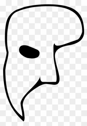Black line-art illustration of a classic Phantom of the Opera-style half-mask with one eye opening, on transparent background.