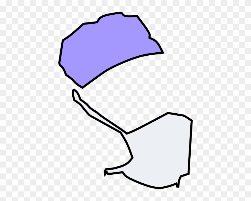 Two abstract geographic shapes-one purple, one white-outlined in black on a transparent background, suggesting regional division or comparison.