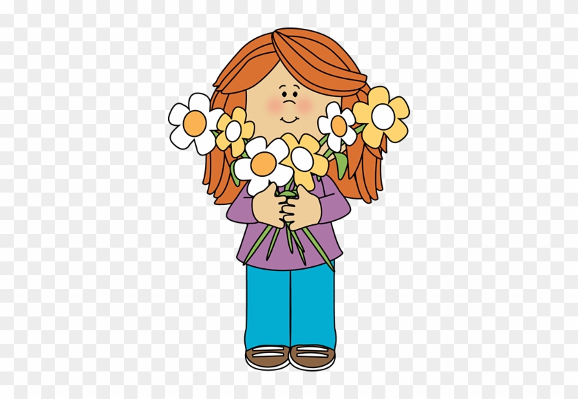 Girl Holding Flowers Clipart - Free Download for Spring & Greeting Cards