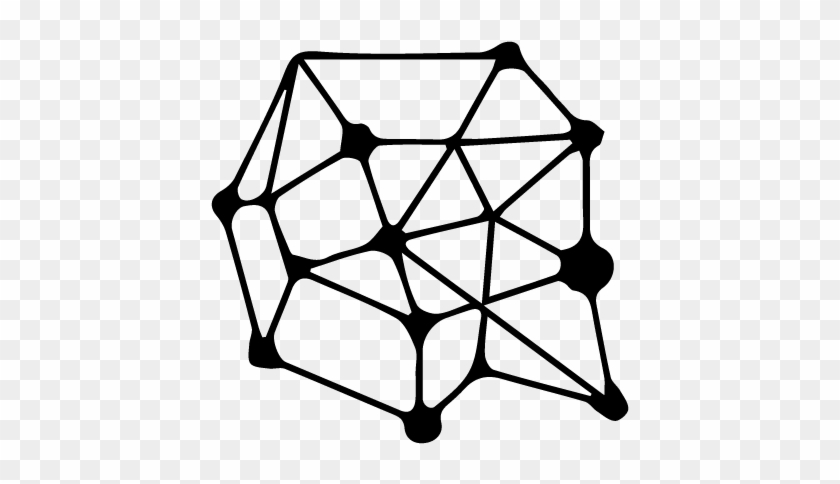 Black line drawing of a geometric polyhedron with triangular faces and vertex nodes on transparent background.