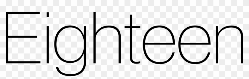 The word "Eighteen" in thin black sans-serif typography on a transparent background.