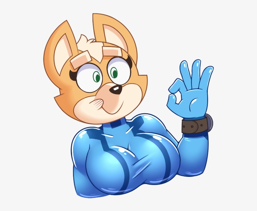 Animated fox character in blue suit giving an OK hand gesture with expressive eyes and bandaged forehead.