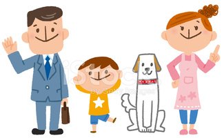 Family and Pet Illustration - Friendly Cartoon Characters for Websites
