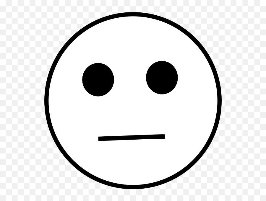 Neutral face emoji with black eyes and straight mouth on white background.