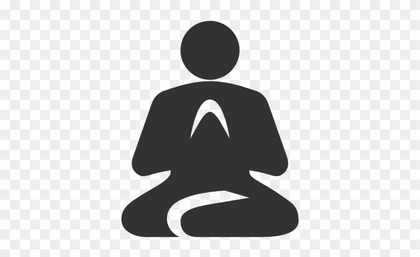 Silhouette of a person meditating in lotus position with hands in prayer gesture.