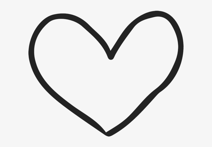 Simple black outline of a hand-drawn heart on white background