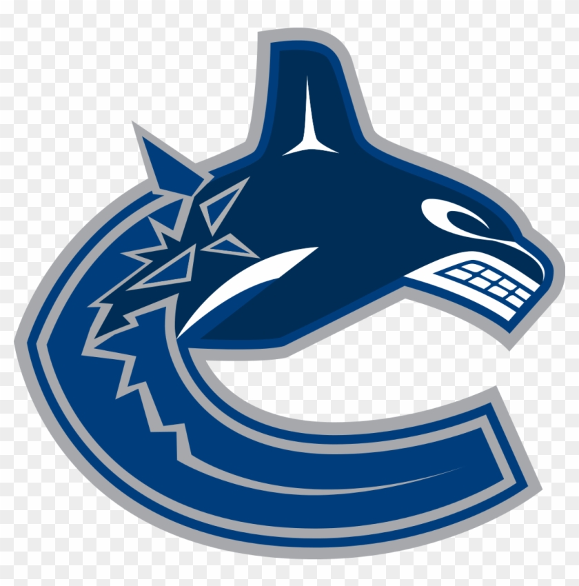 Vancouver Canucks NHL hockey team logo featuring a stylized orca whale inside a blue 'C' with Indigenous-inspired design elements.