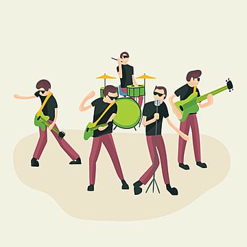 Rock Band Illustration - Vibrant Music Group Visual for Websites & Blogs