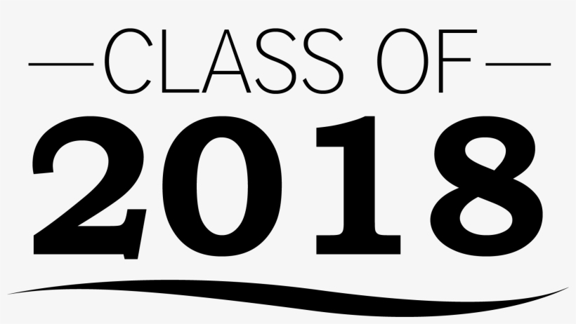 Class of 2018 graduation emblem with bold numerals and decorative underline