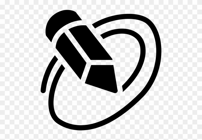 Black pencil icon encircled by a dynamic swoosh, symbolizing editing, creativity, or design.
