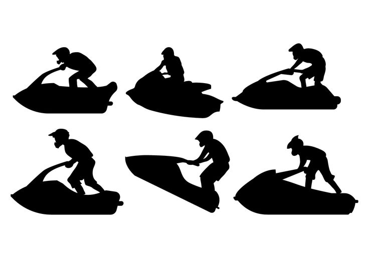 Jet Ski Silhouette Vector Illustrations - Action-Packed Water Sports Graphics