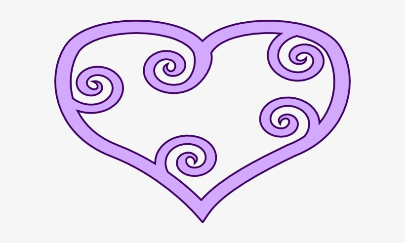 Decorative Purple Heart SVG Clipart - Elegant Swirl Design