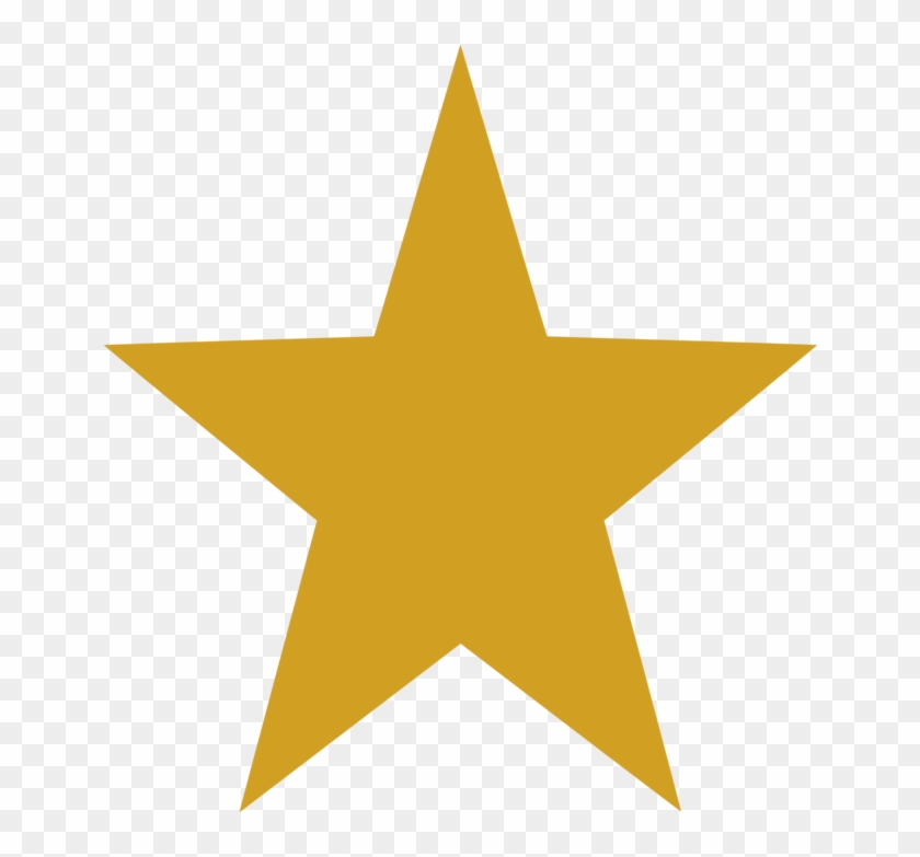 Golden five-pointed star on transparent background, simple vector illustration.