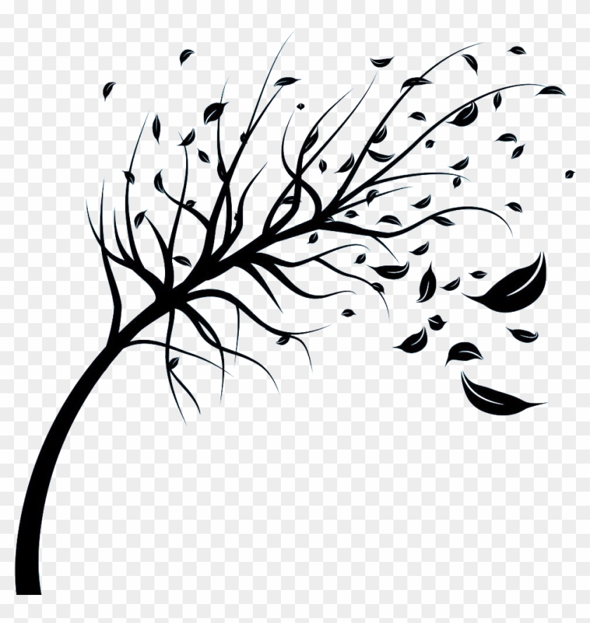 Wind Blowing Leaves Off Tree Stock Vector - Illustration of windy ...