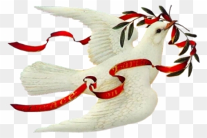 Peace Dove with Olive Branch and Red Ribbon - Symbol of Hope & Unity