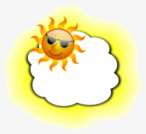 Sunny Weather Icon - Cheerful Sun with Sunglasses Behind Cloud