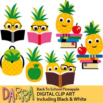 Back to School Pineapple Clip Art - Fun Educational Graphics