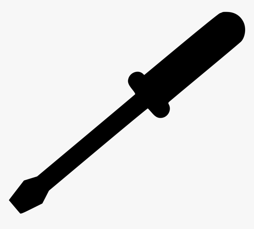 Black silhouette of a flathead screwdriver on white background, angled diagonally.