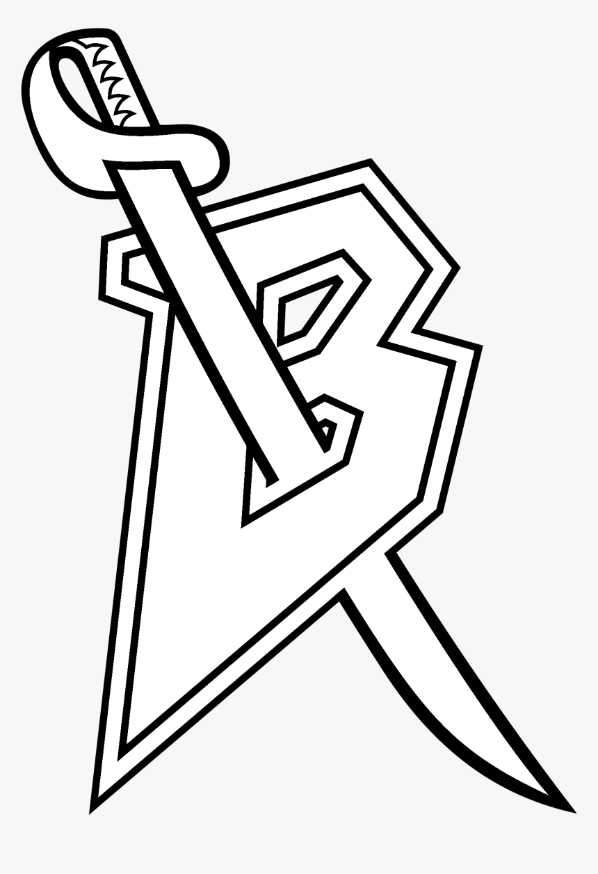 Stylized black-and-white logo featuring a sword piercing a bold letter 'B' inside a shield-like shape.