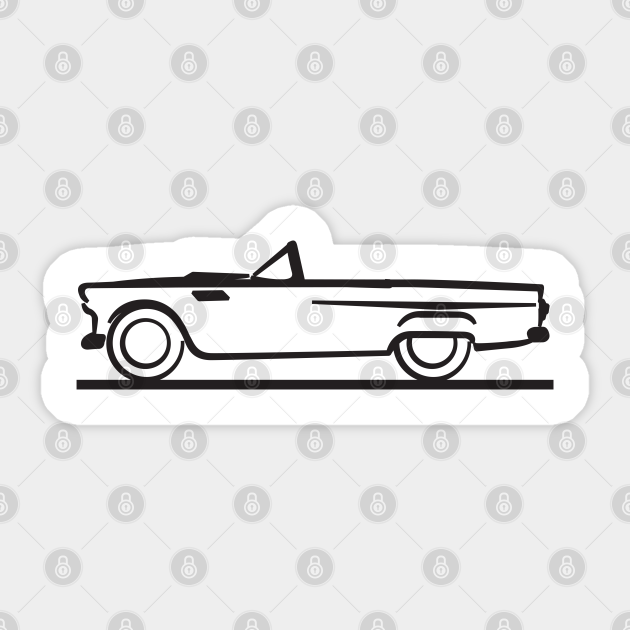 Black-and-white line drawing of a classic convertible car, side profile, minimalist sticker-style illustration.