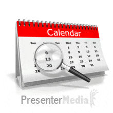 Calendar with magnifying glass highlighting date 6, symbolizing event planning or scheduling focus.