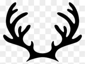 Black silhouette of symmetrical deer antlers on transparent background, stylized vector design.