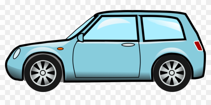 Light blue compact hatchback car illustration with silver rims and orange side marker.