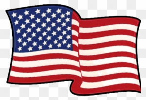 Waving American flag illustration with 50 stars and 13 stripes on transparent background.