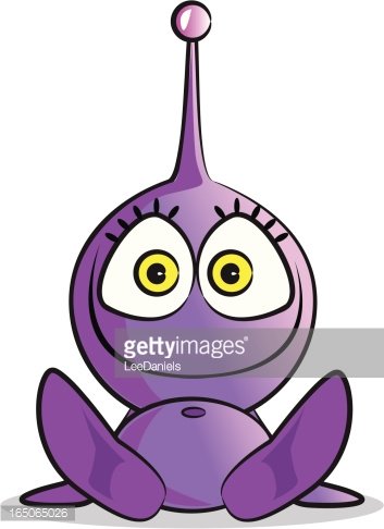 Cute Purple Alien Cartoon Character - Free Vector Illustration