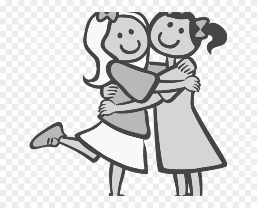 Friendship Illustration: Girls Hugging in Joyful Embrace