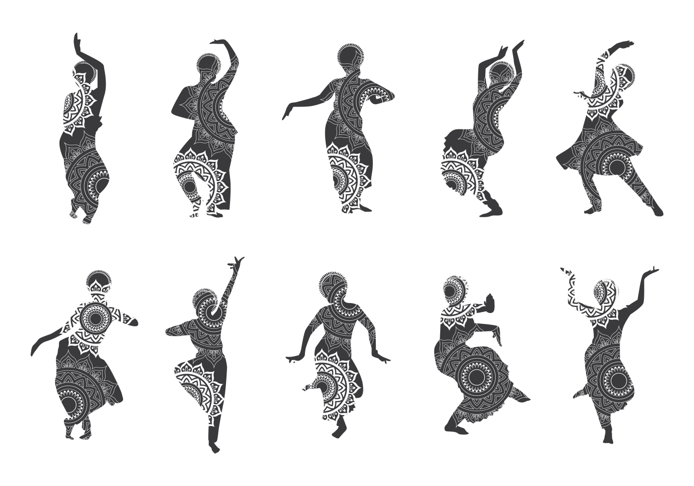 dancing bharatanatyam silhouette - Clip Art Library