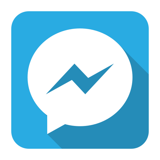 Facebook Messenger app icon featuring a white speech bubble with a blue lightning bolt on a blue square background.