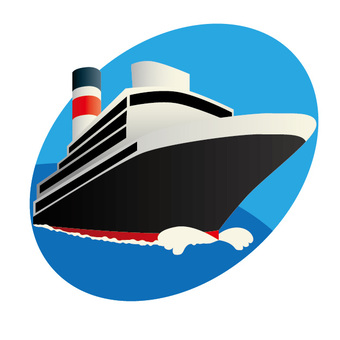 Cruise Ship Illustration - Iconic Ocean Liner Graphic for Travel Websites