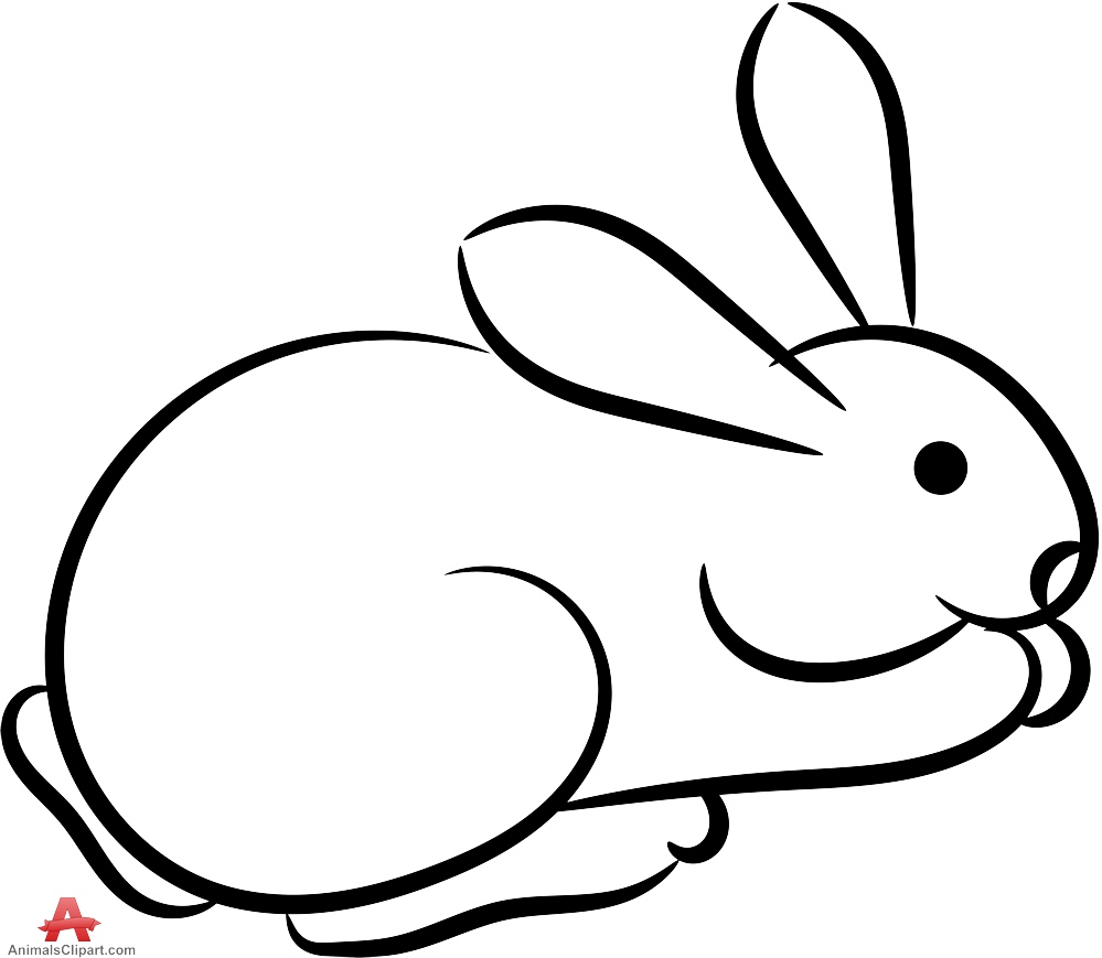 Cute Rabbit Coloring Page - Free Printable Line Art for Kids & Artists