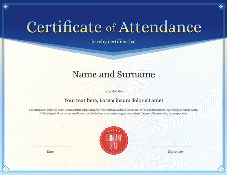 Perfect Attendance Award Certificate