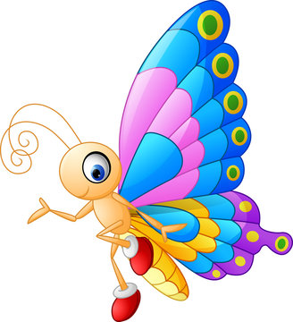 Cute Cartoon Butterfly Illustration - Free Download & Usage