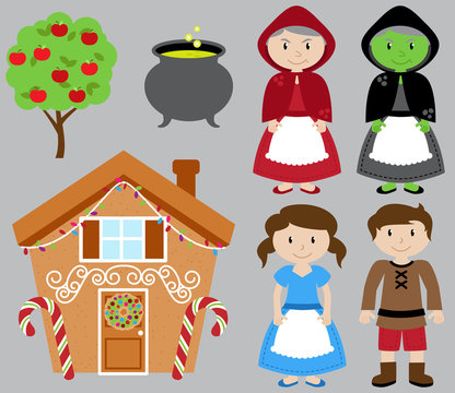 Fairy Tales,Hansel And Gretel.isolate On White Background. Royalty ...