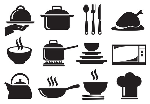 Kitchen & Cooking Icons Set - Free Vector Illustrations for Culinary Websites