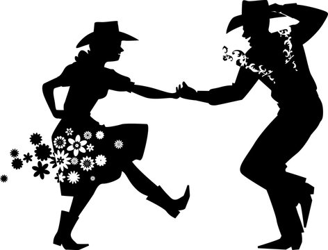 Country Western Dance Silhouette - Free Vector Art for Websites & Print