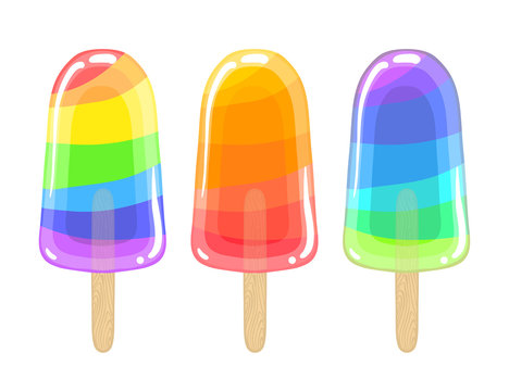 Rainbow Popsicle Illustration - Vibrant Summer Treat Clipart